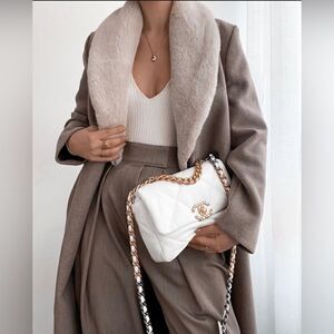 Mango 53% Wool Blend Coat Removable Collar
